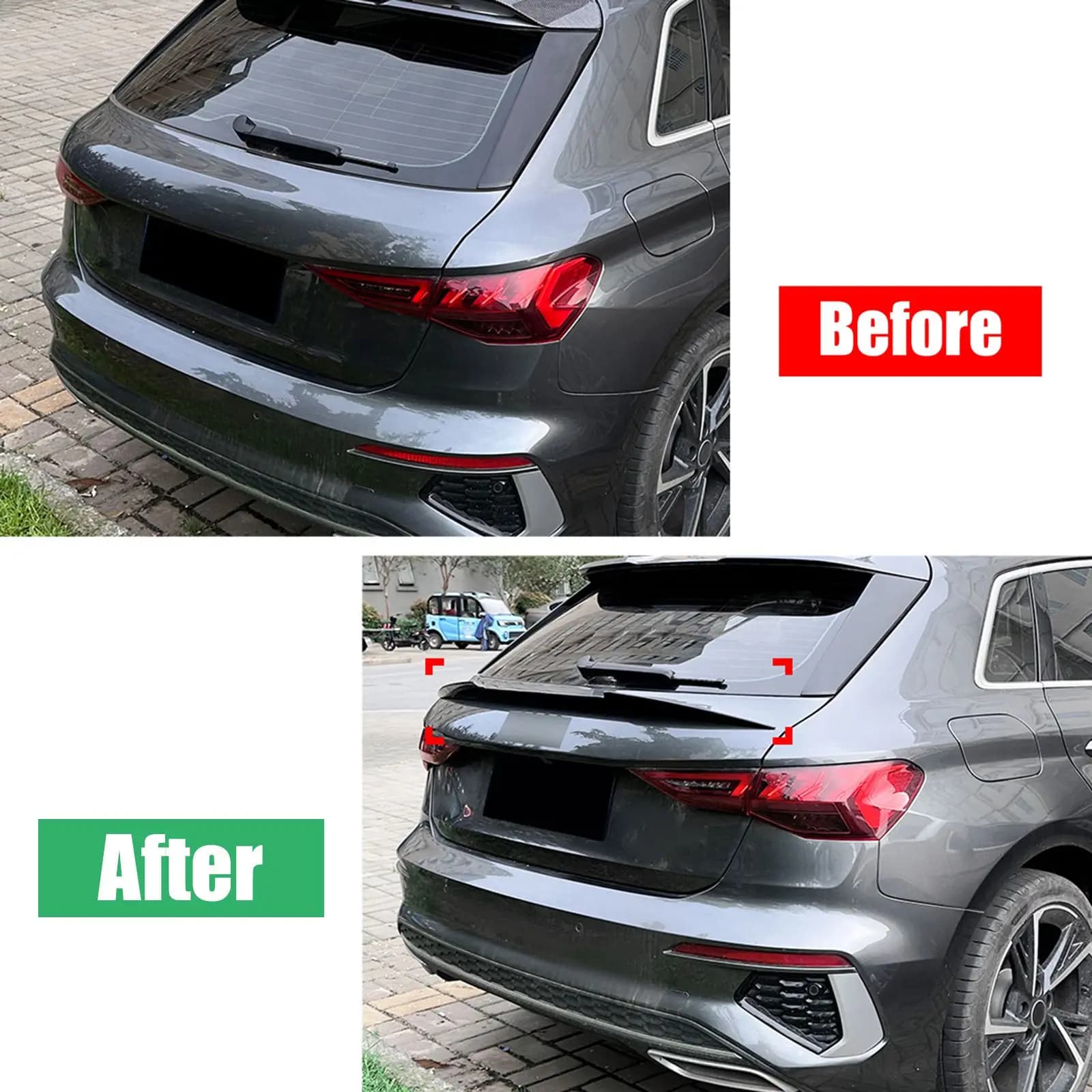 Rear Trunk Middle Spoiler Wing Body Kit For Audi A3 8Y Sportback 2021 2022 2023 2024