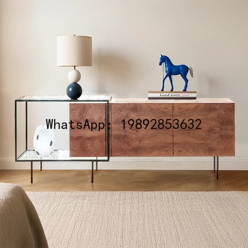 LX  Solid Wood TV Cabinet Nordic Light Luxury Living Room TV Stand Storage Cabinet