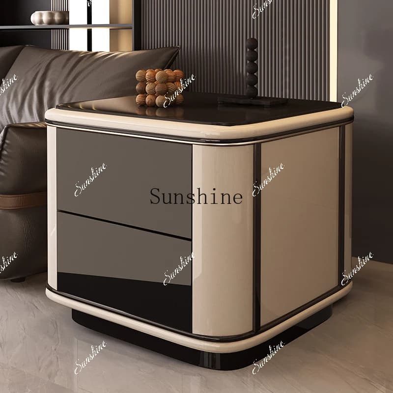 Living room black glass table table Italian simple storage tea cabinet  FT