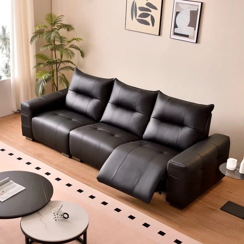 Modern remote control electric folding large size living room furniture leather sofa