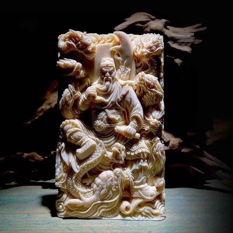 Exquisite Tagua Nut Carvings Nine Dragon Guan Gong Statue Ornaments Hanging Ornament Amulets Decorative Crafts
