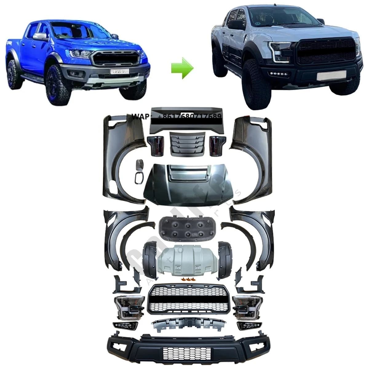 Top Ranking Auto Body System Body Kit for Ranger T6 T7 T8 2012-2019 Upgrade to 2020 F150 raptor