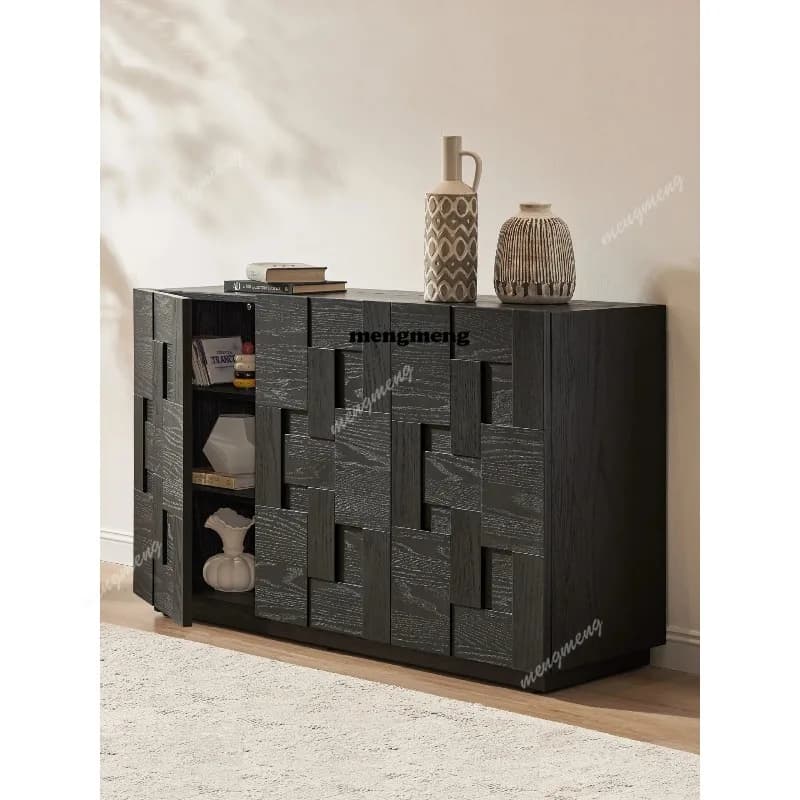 Italian minimalist solid wood dining side cabinet living room retro storage decorative cabinet integrated storage cabinet