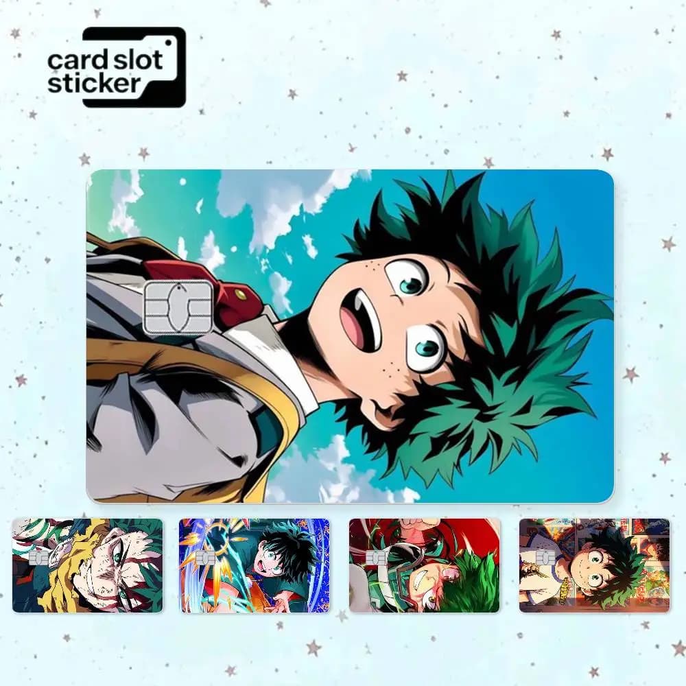 Cartoon Izuku Midoriya Deku  Credit Card HD Stickers Game Card Decal Small Chip Waterproof Sticker Gift