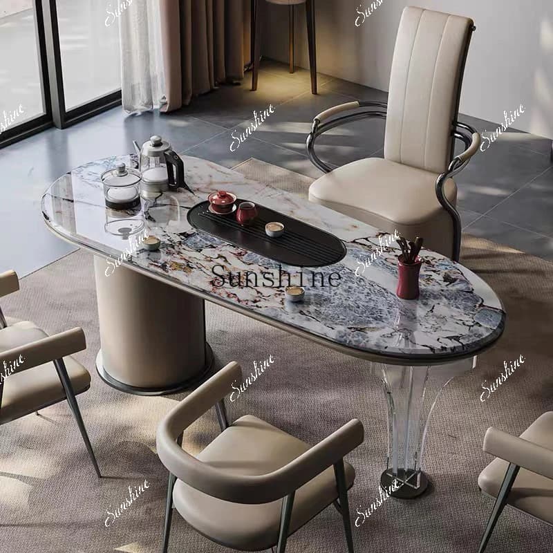 Rock slab balcony tea table modern simple household embedded kettle integrated  FT