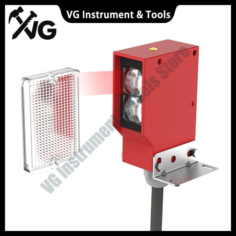 VG Photoelectric Sensor Retro-reflective Square Photoell Infrared Switch IP67 Waterproof 24-220V AC DC Universal 10m Distance