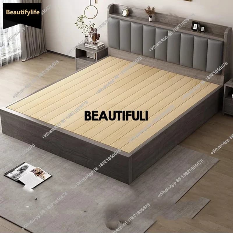 D80 Italian Designer Double Bed Adult Queen Europen Luxury Storage Double Bed Twin Adults Wooden Cama De Casal Home Furniture