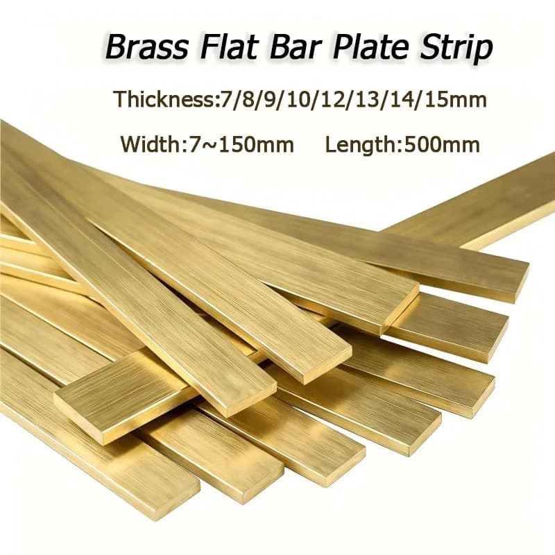 1pcs Length 500mm Brass Flat Bar Plate Strip Thicknesses7~15mm copper alloy Solids part DIY handmade Fastener Metal Material