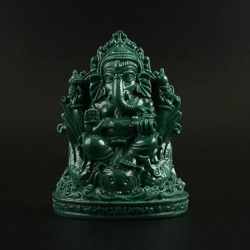 Tibet Tibetan Buddhism Imitating Jade Resin 4Arms Ganesh Elephant God Buddha