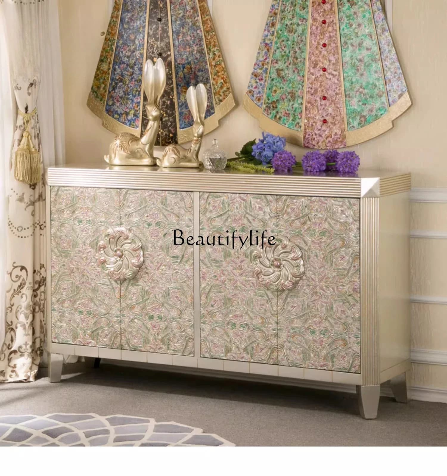 LXLight luxury high-end shoe cabinet Neoclassical large-capacity foyer entrance shoe cabinetSSS