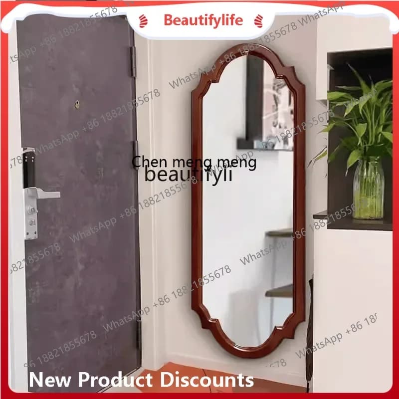 ss8350 American retro wall-mounted full-body mirror, medieval floor-to-ceiling clothing wall-mounted decorative mirror in the en