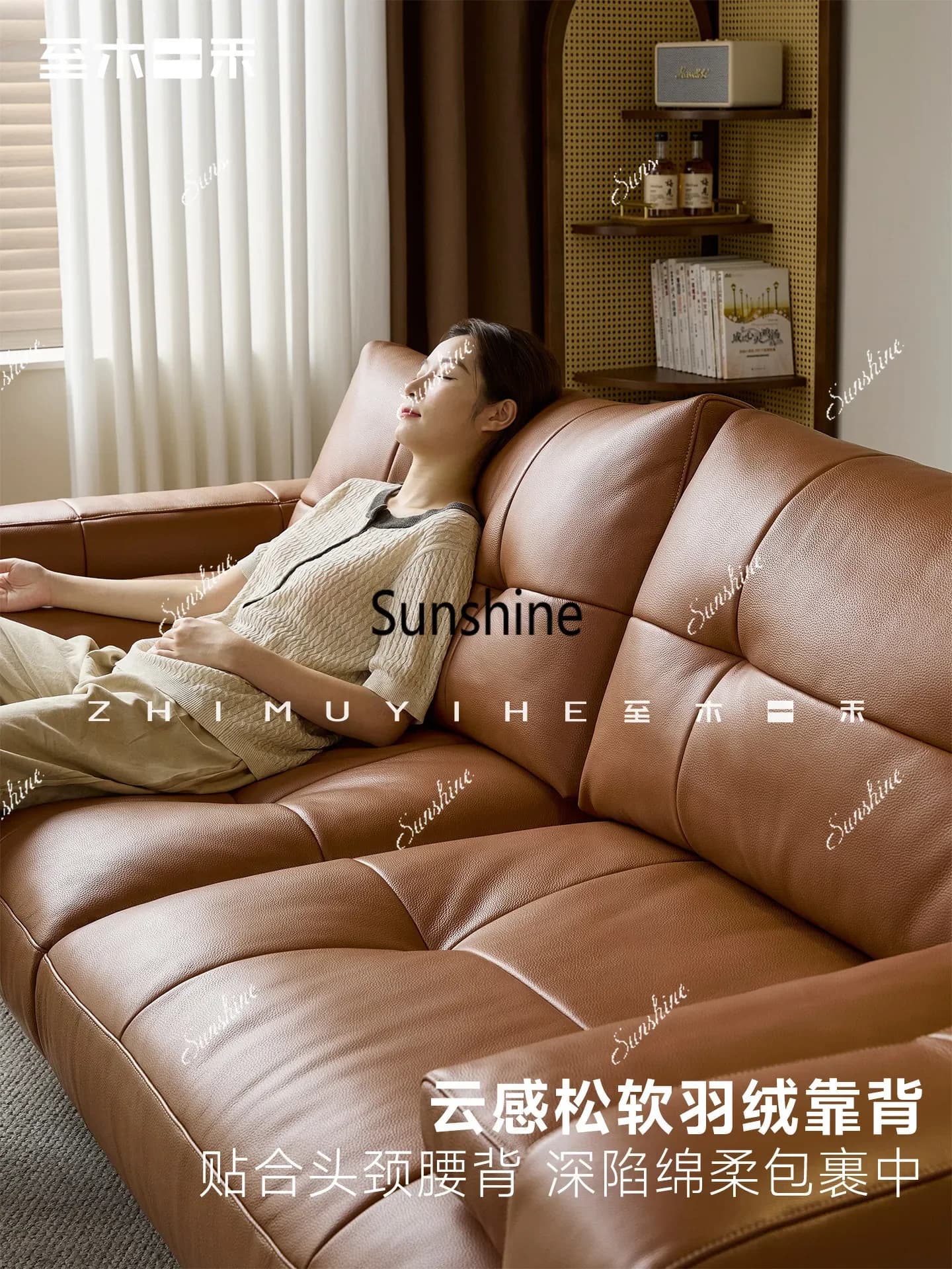 YYSofa brown modern light luxury new Chinese-style living room high-footed straight row large apartment