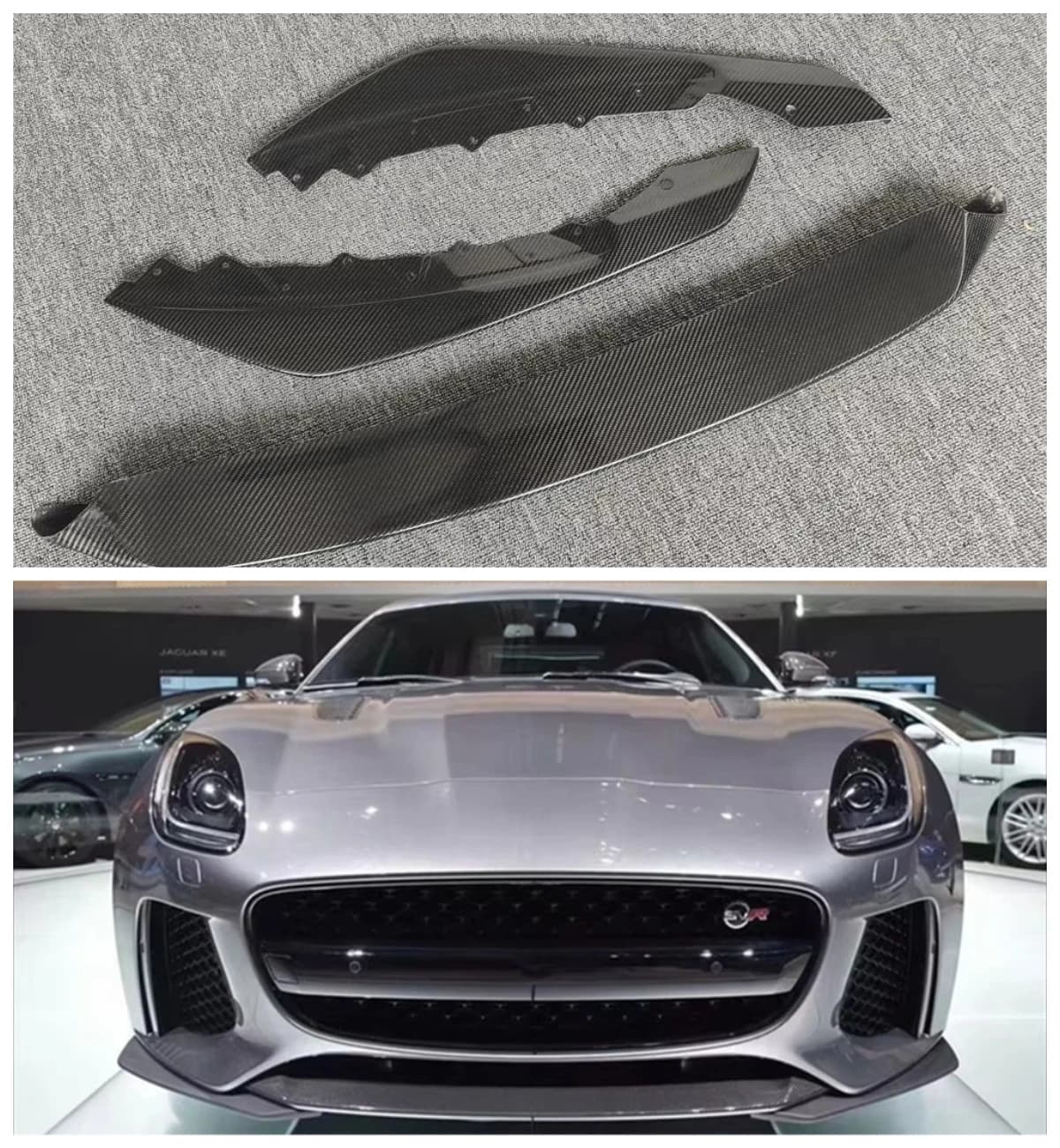 SVR Style Carbon Fiber Lip Three Piece Body Kit for Jaguar F-TYPE Front Bumper Modification Used Condition