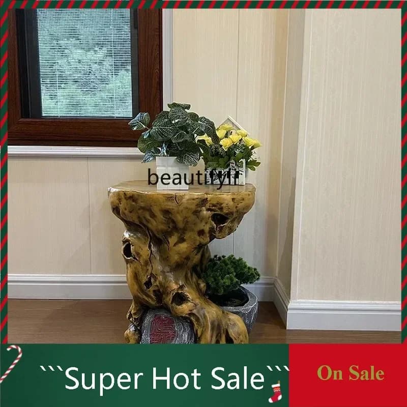 P062  Flower shelf indoor living room balcony home floor-to-ceiling shelf bonsai coffee table home imitation wood pot shelf