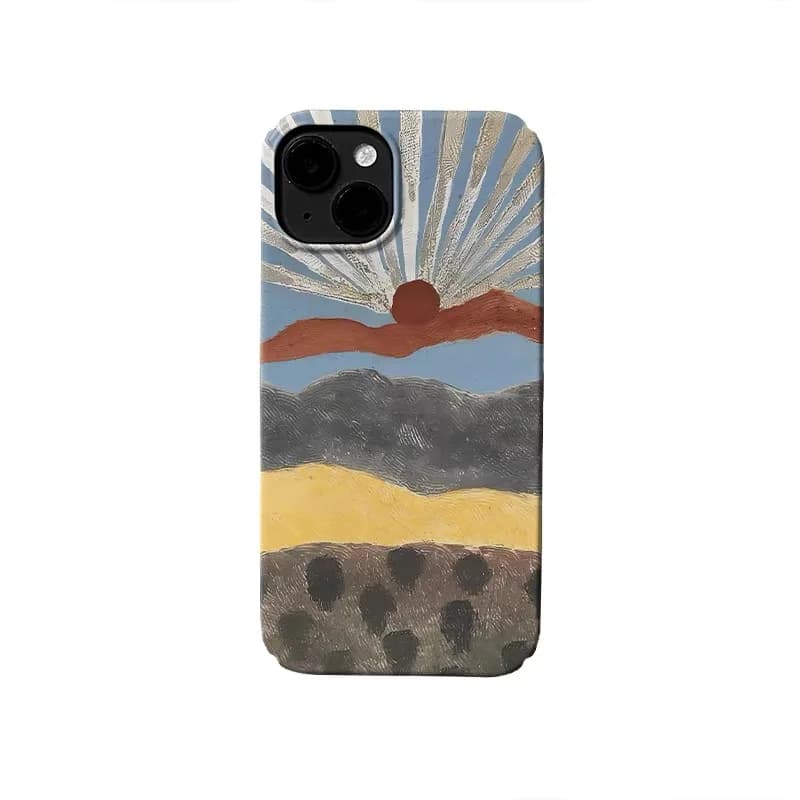 Ins Korean Sun Graffiti Design Case for IPHONE 17 16 ProMax 15 14 Plus 13 12 MINI 11 PRO 16Plus XR XS MAX Acrylic Phone Cover