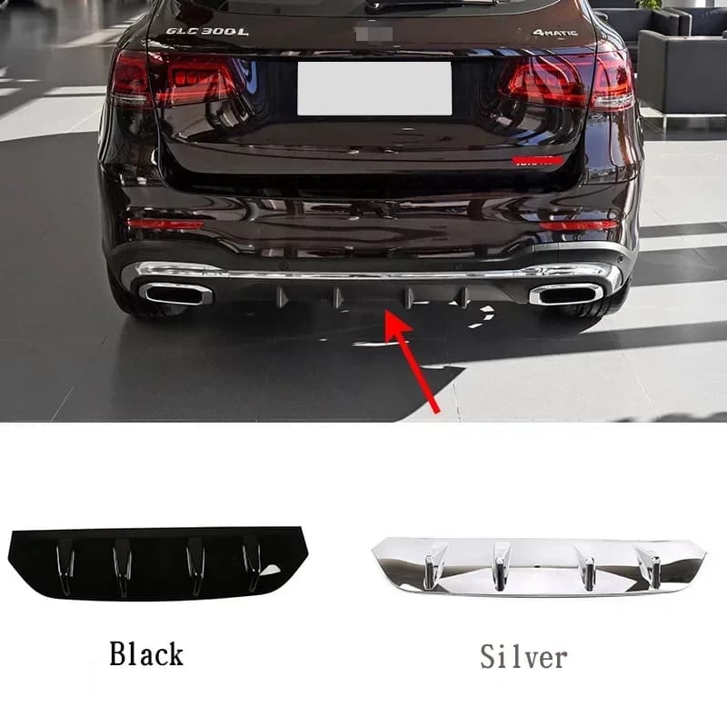For Mercedes-Benz GLC X253 2020-2022 ABS Black Car Rear Bumper Lower Guard Plate Trim Sticker Car Accessories