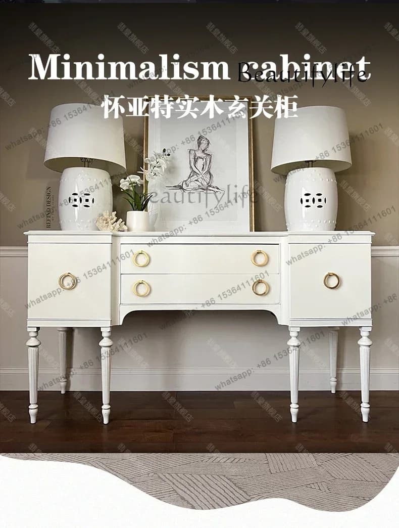yj21 American Light Luxury Door Cabinet Villa High-end Decorative Cabinet Modern Solid Wood Living Room Dining Side Cabinet
