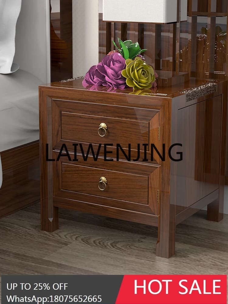 Chinese-Style Solid Wood Bedside Safe Box 55cm High Hidden Anti-Theft Fingerprint Password Family Safe Box