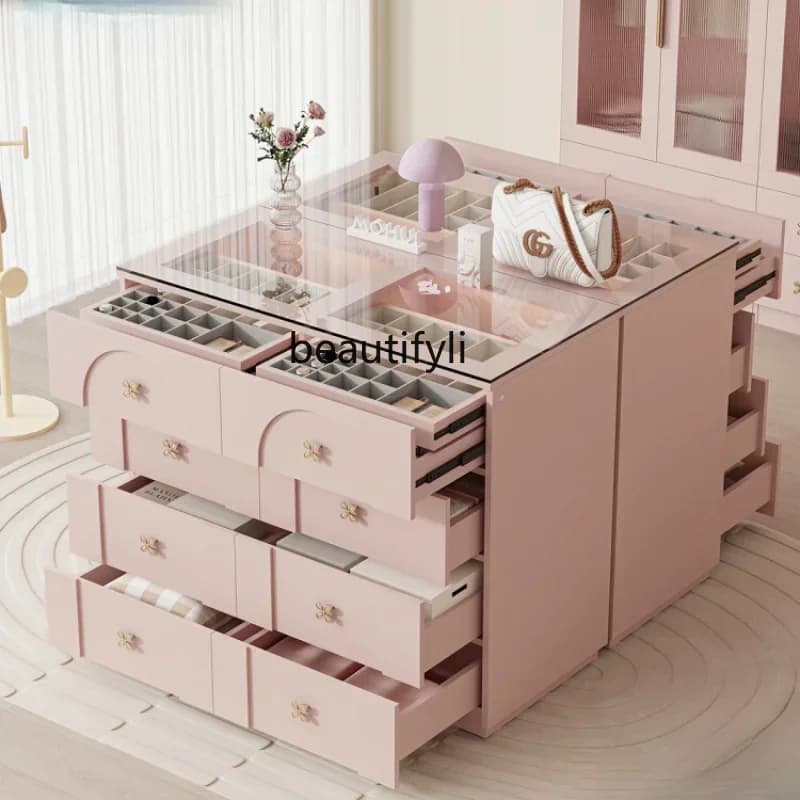 X Zhongdao Taiwan Jewelry Cabinet One Eight Bucket Storage French Bedroom Pink Dressing Table
