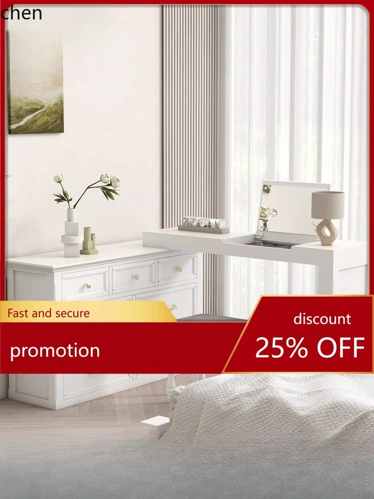 HT Master White Makeup Table Dressing Table Bedroom Corner L-Shaped Makeup Cabinet Integrated Dressing Table Set