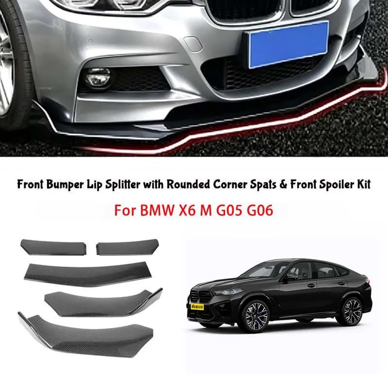 5-Segment Adjustable Front Bumper Lip Splitter Body Kit For BMW X6 M G05 G06