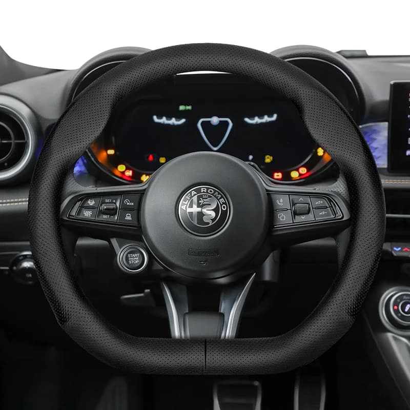 For Alfa Romeo Steering Wheel Cover Ultra-Thin Leather Fit Giulietta 159 Giulia 147 Mito Gt Stelvio Tonale 4C Spider Accessories