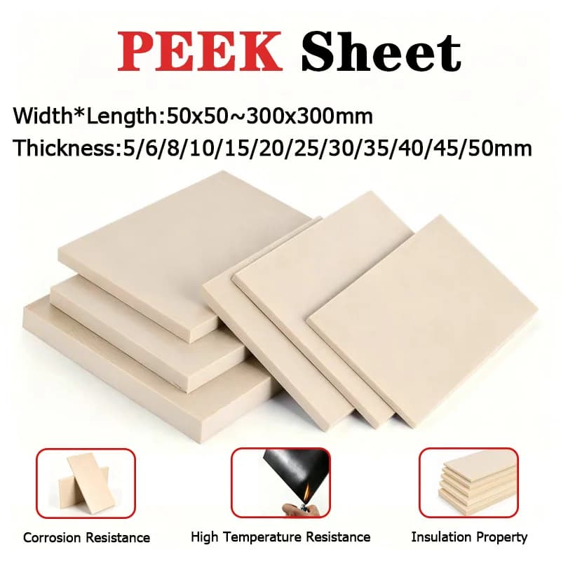 Thick 5-50mm Natural PEEK Sheet Polyetheretherketone Board Strip PEEK Plate High Temperature  Engineering Plastic 50x50-300x300