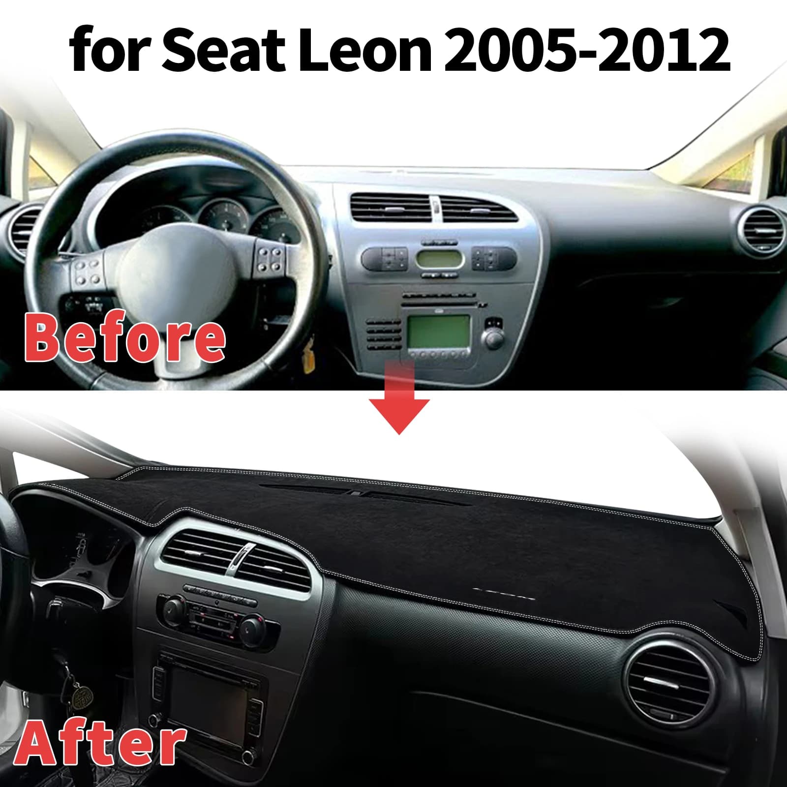 for Seat Leon 2005-2010 2011 2012 Dashboard Cover Sun Shade Protector Dashmat Anti-Glare UV Block Carpet Mat Automotive Dash Mat