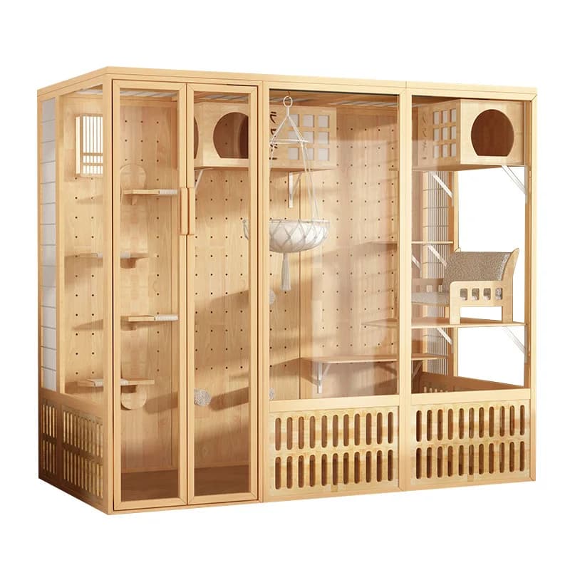 Cat Villa Home Indoor Luxury Large Cat Villa Cat House Large Space Glass Panoramic Cat House