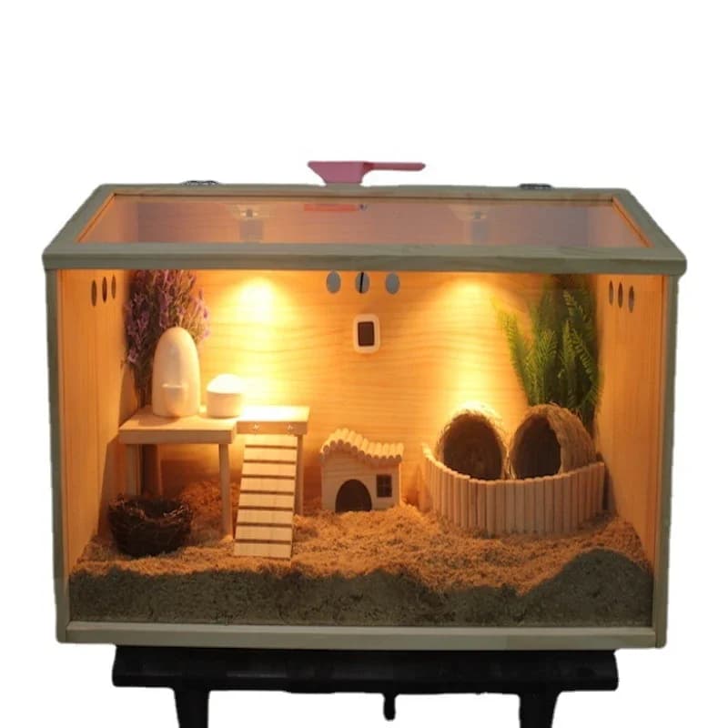 Rutin chicken feeding box breeding cage solid wood hamster golden bear climbing