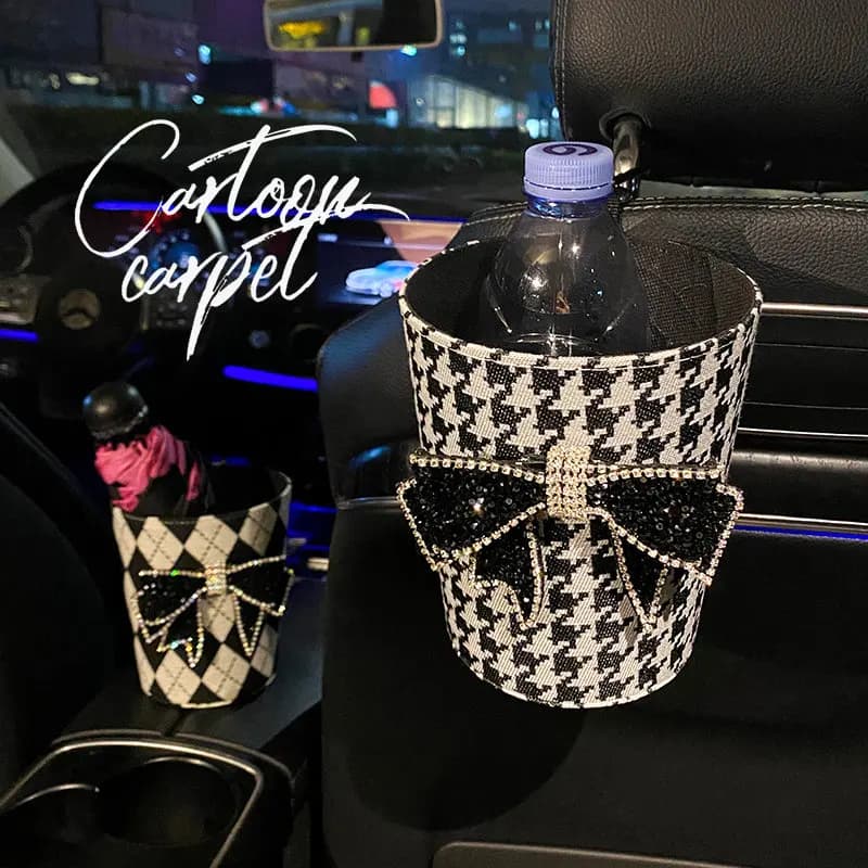 Car Trash Can Hanging Mini Garbage Bin for Car Front Seat Back Seat Air Vent Organizer Cartoon Tissue Box