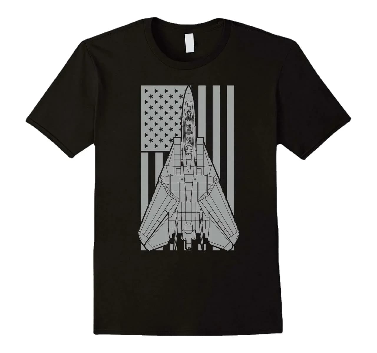 F-14 Fighter Jet Military American Flag Men T-Shirt Short Casual 100% Cotton Harajuku  T Shirt
