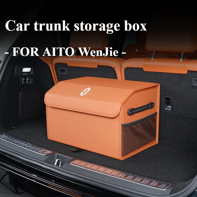 Foldable Car Trunk Storage Box for AITO Wenjie M5 M7 M8 M9 AITO Leather Trunk Organizer Car Supplies Car Interior Storage Box