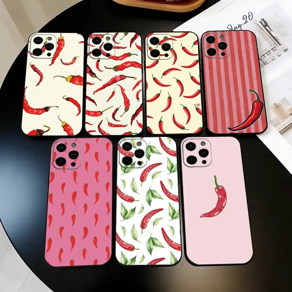Chili Red Phone Case Silicone Soft For IPhone 17 16 15 14 13 12 11 X XR Plus Pro Max Plus