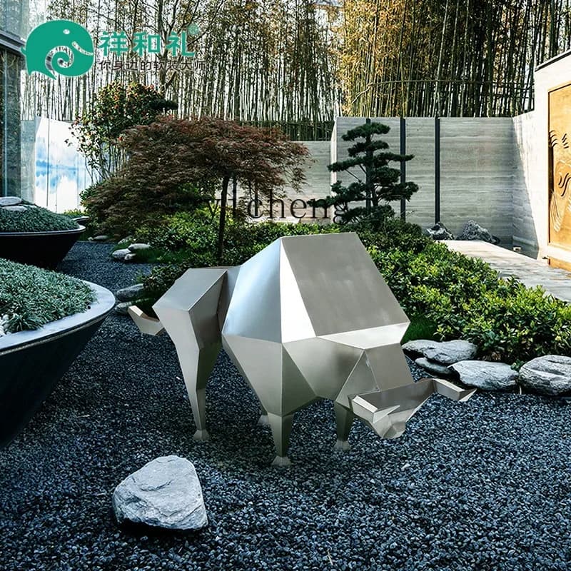 V6  outdoor stainless steel sculpture hotel lobby entrance installation art sketch large floor ornament