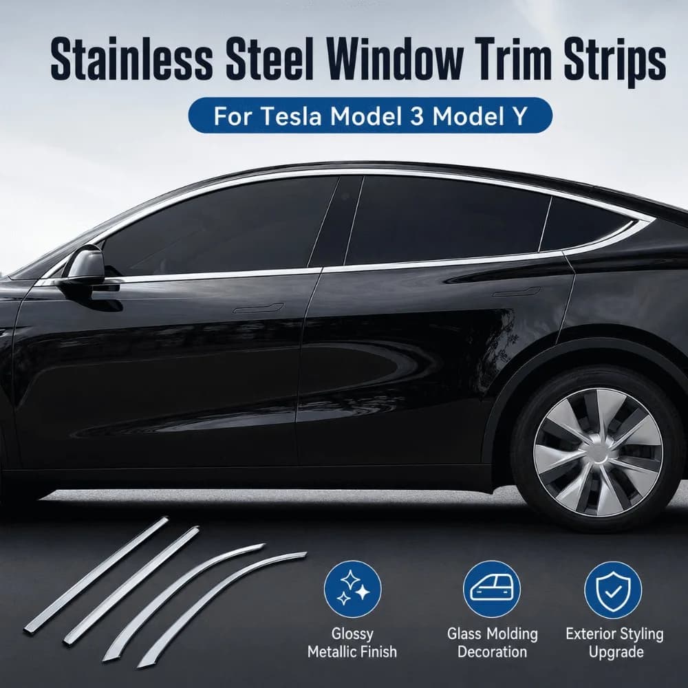 Stainless Steel Window Trim Strips For Tesla Model 3 Model Y Glass Molding Door Edge Exterior Styling Decoration Accessories Kit