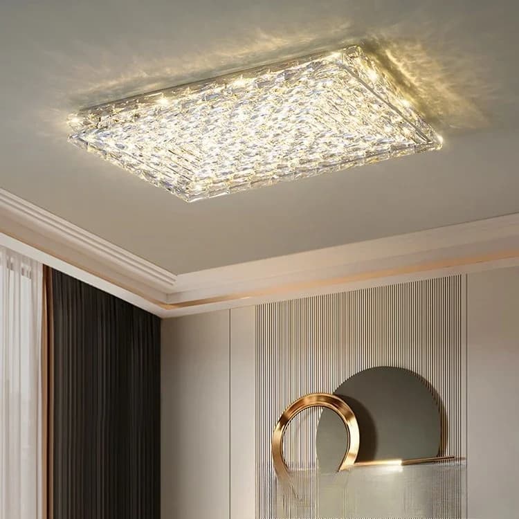 Light luxury crystal living room ceiling light designer modern simple LED dining room bedroom light stainless steel