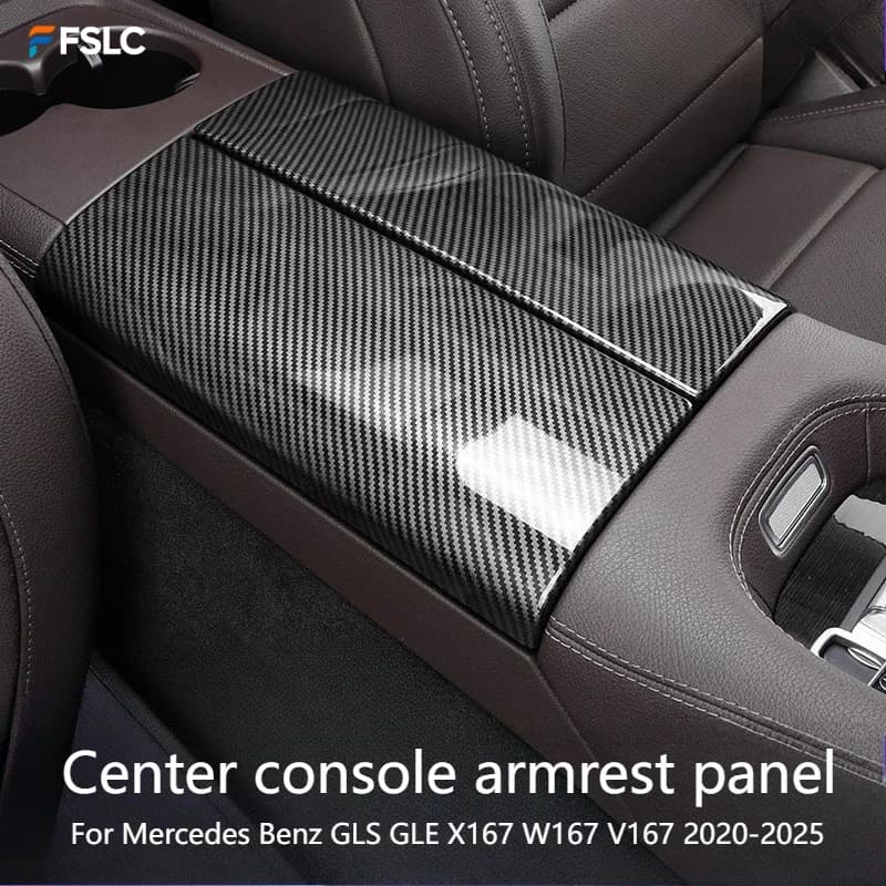 ⭐Genuine⭐Carbon Fiber Style Center Console Gear Shift Panel Cover Trim For Mercedes Benz GLS GLE X167 W167 V167 2020-2025