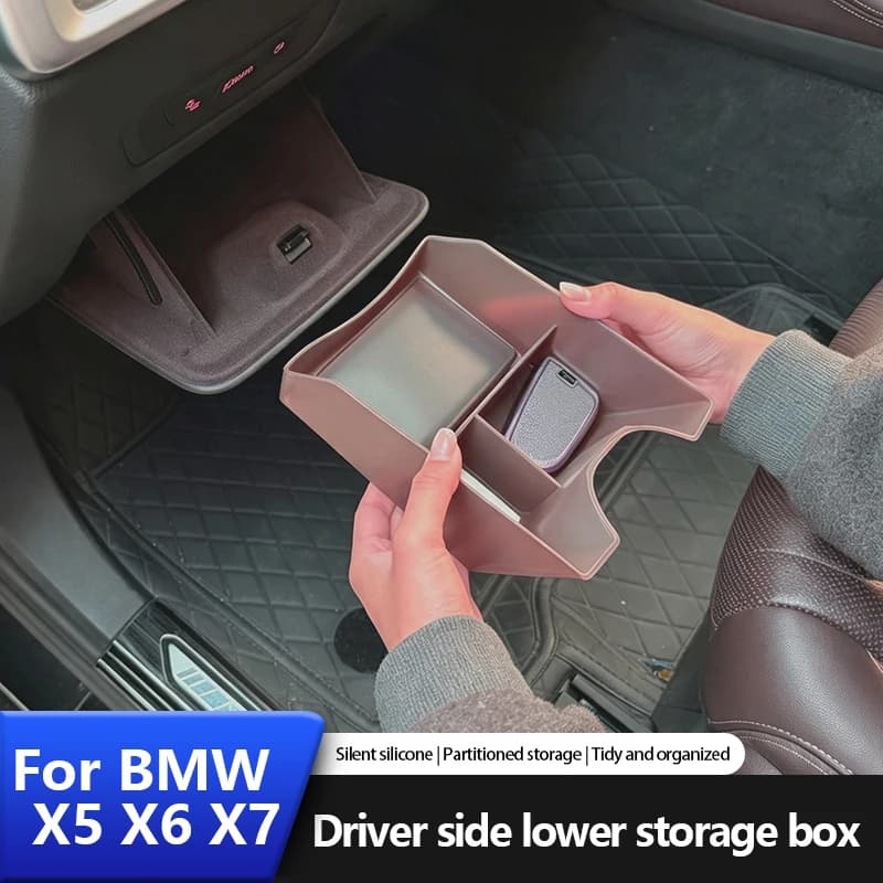 For BMW X5 G05 2019-2026 Car Driver's side storage compartment with silicone interior decorative storage items