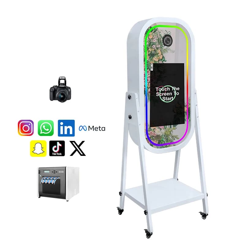 Wedding Event Interactive Touchscreen Selfie Photo Booth Machine Mirror Photo Booth with Camera and Printer