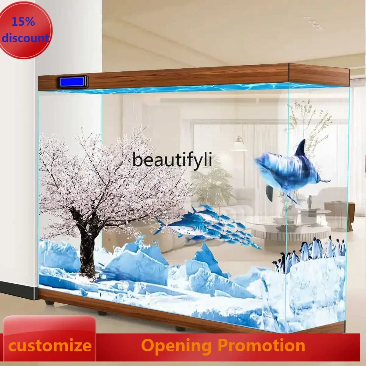 ss7486 Partition screen ultra-white glass living room fish tank large and medium-sized floor-to-ceiling viewing rectangular aqua