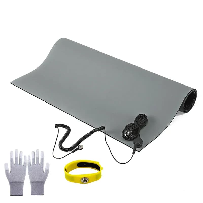 Safe Work Silicone Wristband 5ft Wear Resistant Non-Slip Clean Room 2mm Rubber Anti-Static Table Mat Roll Kit