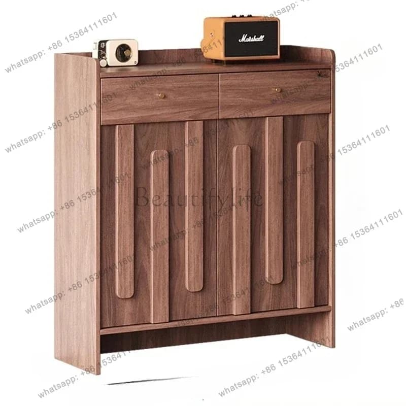 ls 18New Chinese style new solid wood shoe cabinet entrance door with drawer storage household storage cabinet