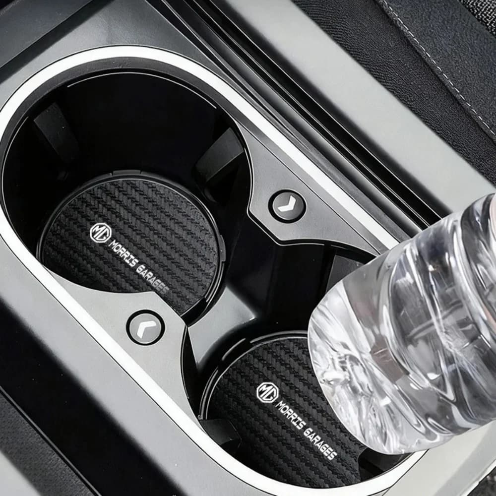 2Pcs Carbon Fiber Pattern Car Cup Slot Non-Slip Coaster Pad Mat Water Bottle Insert Fits MG HS ZS GS GT MG3 MG4 EV MG5 MG6 MG7