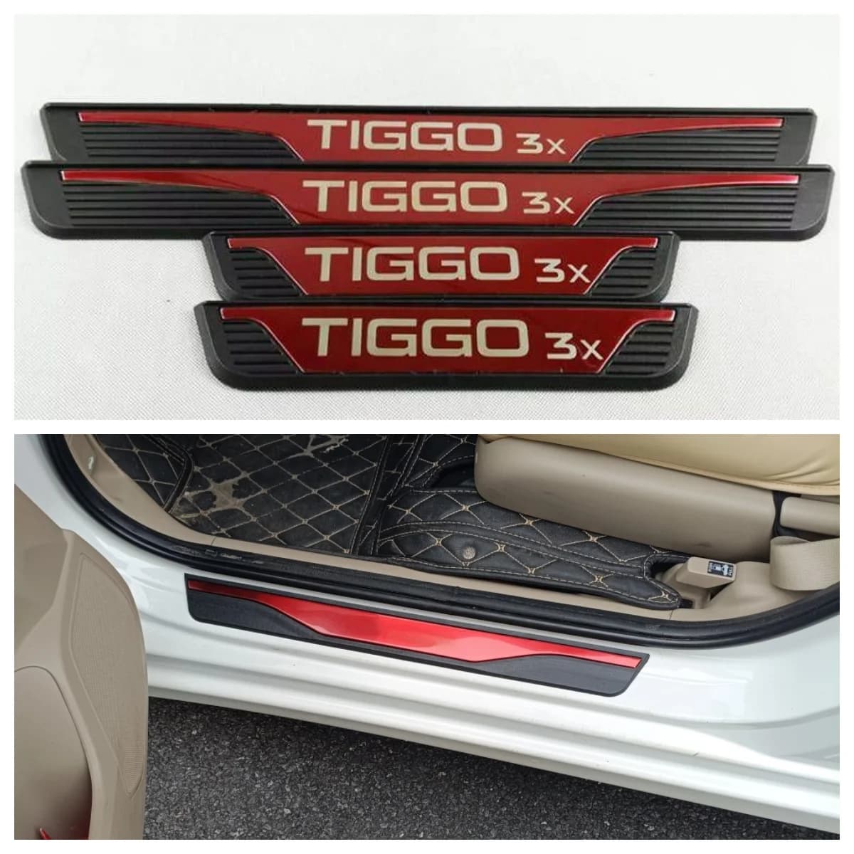 For Chery Tiggo 3X Tiggo3X 2027-2018 Car Door Sill Protector Plate 3d Trim Stainless Steel Sticker Interior Moulding Accessories