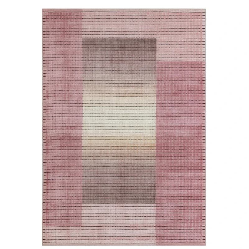 Hand woven pink gradual change Tencel carpet, living room premium light luxury French retro bedroom floor mat