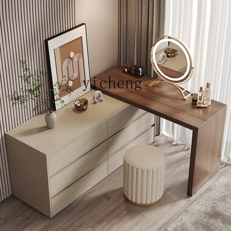 Dresser Bedroom Simple Modern Chest Integrated Makeup Table Small Apartment Corner Master Bedroom Solid Wood Desk
