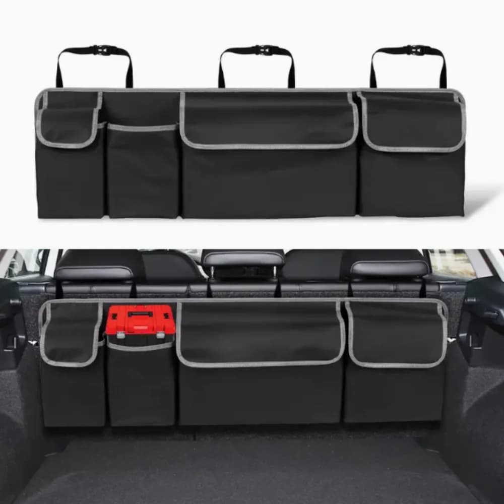 90x27cm Car Trunk Organizer For SUV Backseat Hanging Organizer For SUV Truck MPV Upgrade Back Seat Storage Bags With 4 Pockets