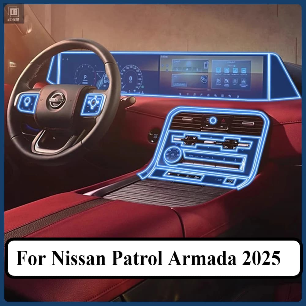 For Nissan Patrol Armada 2025 Accessories Interior Film Transparent TPU Gear Panel GPS Navigation Center Console Protection