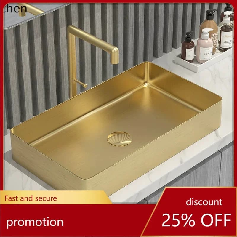 HXL Stainless Steel Sink Thickened Square Countertop Single Basin Wash Basin